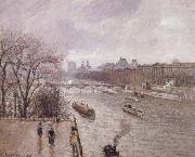 The Louvre,morning,rainy weather, Camille Pissarro